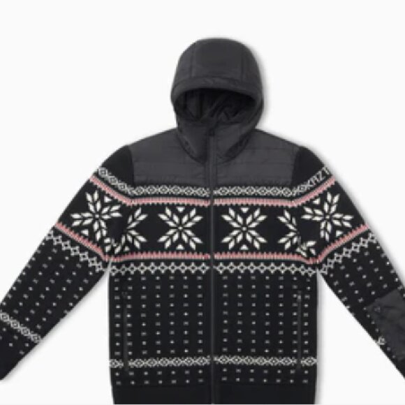 $795! NEW Men's Aztech Mountain Christmas Snowflake Full Zip Sweater Jacket - L - Picture 1 of 1